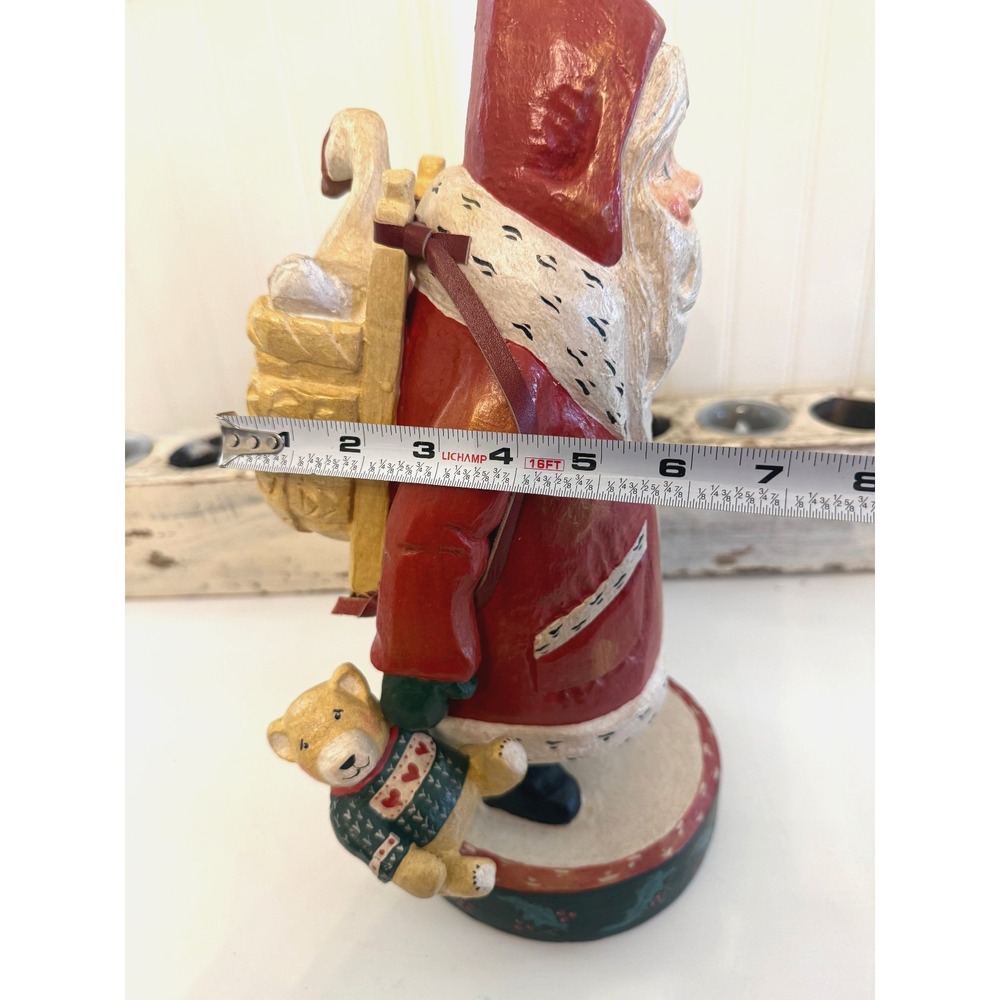Vintage House of Hatten Santa Claus Holding Bear Goose In Basket 15" Folk Art - Picture 7 of 8